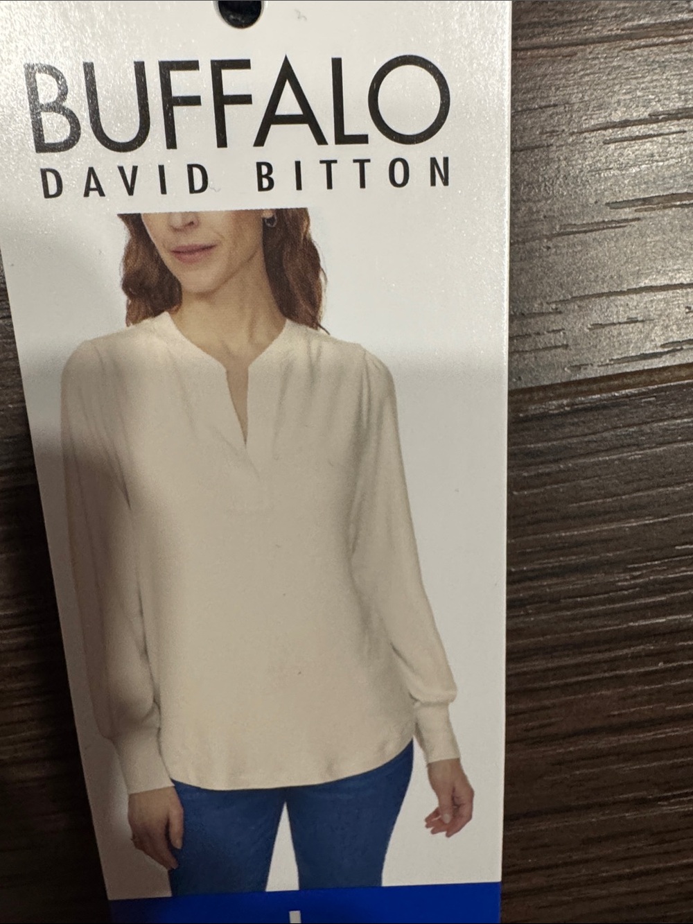 Buffalo David Bitton Cream V-Neck Long Sleeve Tunic Top